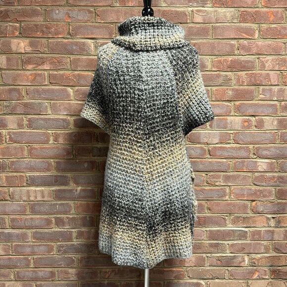 ii SISTERS Sweater Multi Color Cowl Neck Knit Short Sleeve Tunic Dress Size Larg - Picture 5 of 7